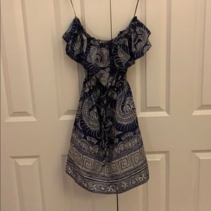 Tropical Silk Strapless Ruffle Dress